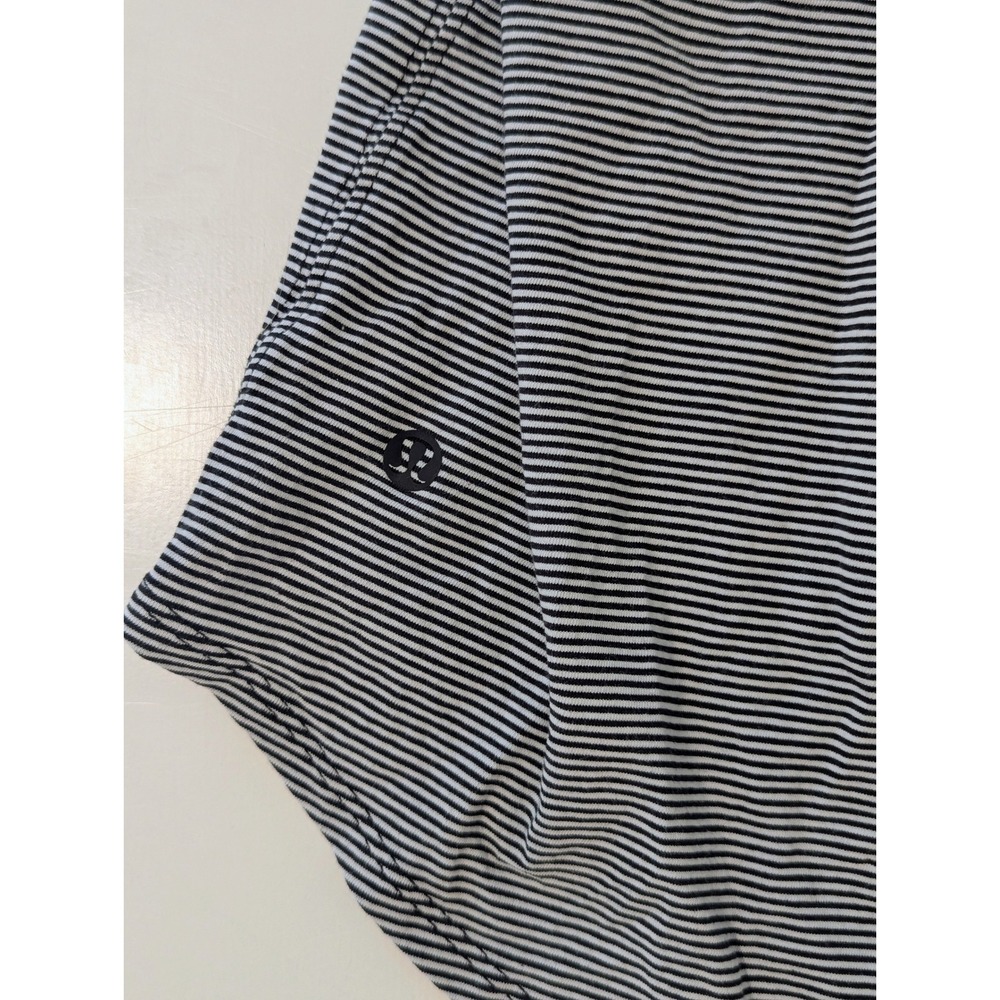Lululemon Racerback Tank Top Black White Micro Stripe Pleated Back Size Medium - Picture 3 of 5